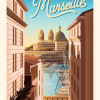 Affiche de Marseille, vue sur le port